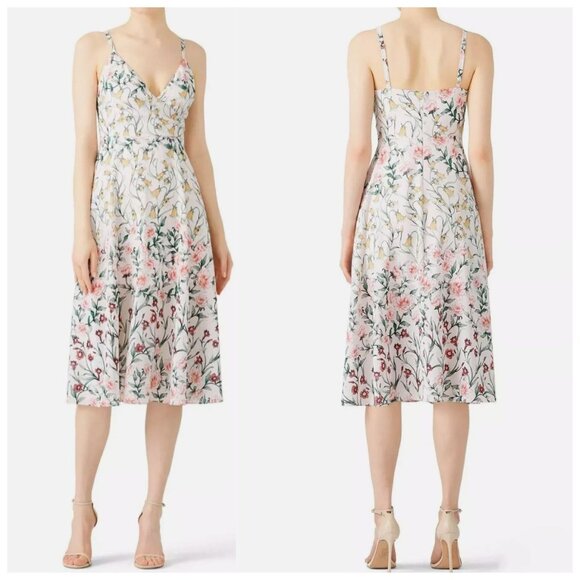 Ali and Jay Rose Colored Glasses Dress Floral Fit Flare Midi Sundress Ivory LG - Picture 1 of 16